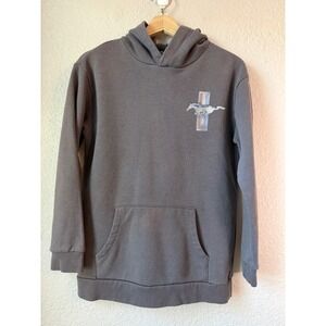 Distressed Ford Mustang Graphic Hoodie XL Youth Gray Hooded Sweatshirt